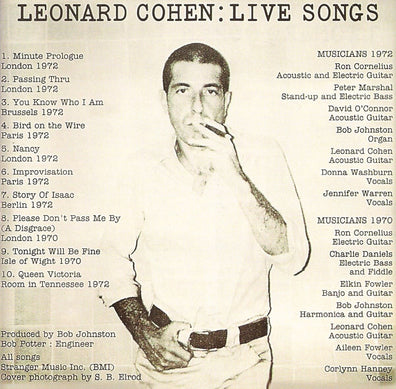 Leonard Cohen - Live Songs